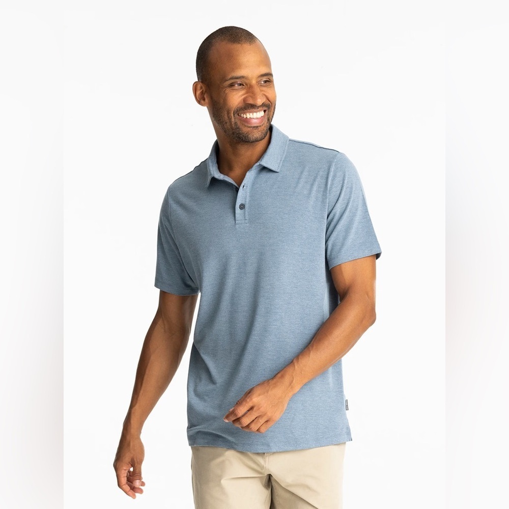 Free Fly Bamboo Flex Polo Blue Short Sleeve Shirt
